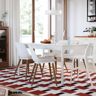 TONSTAD Tafel en 4 stoelen, ecru/wit, 140/196x85 cm
