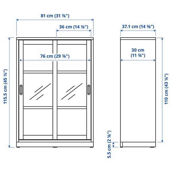 Illustratie met afmetingen voor het product: TONSTAD.