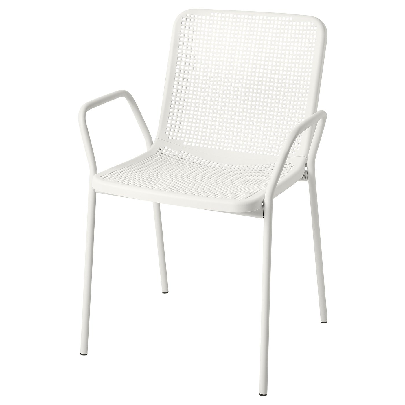 Witte TORPARÖ stoel, gepoedercoat staal en plastic, modern geperforeerd ontwerp.