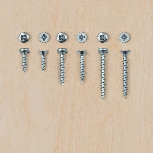 TRIXIG schroeven en doos - zilver, staal, plastic, georganiseerd.