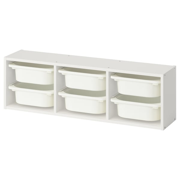 TROFAST witte opbergunit, rechthoekig met zes uitneembare containers.