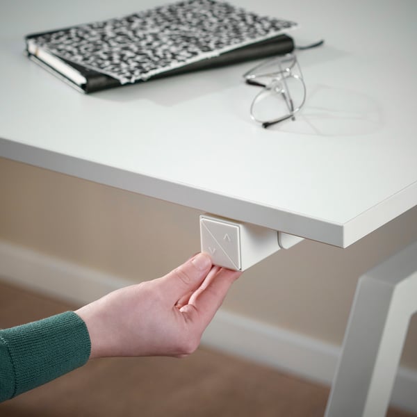 TROTTEN Bureau zit/sta, elektrisch/wit, 120x70 cm