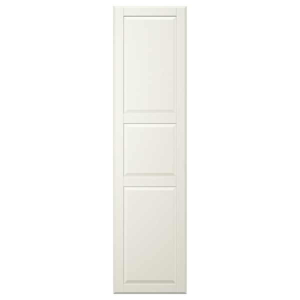 Witte kastdeur met drie panelen, gladde afwerking, rechthoekige vorm.