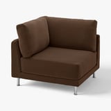 Bruine UPPÅKRA fauteuil, ribfluwel, comfortabel, chromen poten.