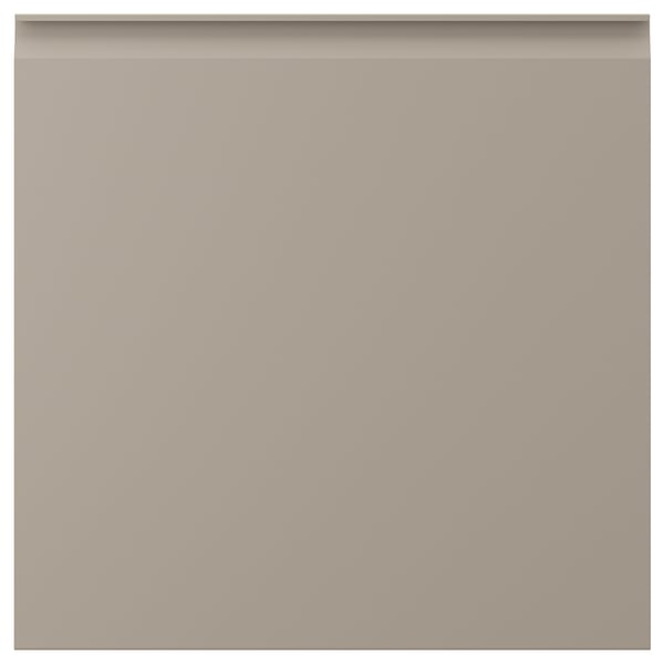 UPPLÖV beige keukendeur, afgeschuinde randen, geïntegreerde handgreep, gerecyclede materialen.