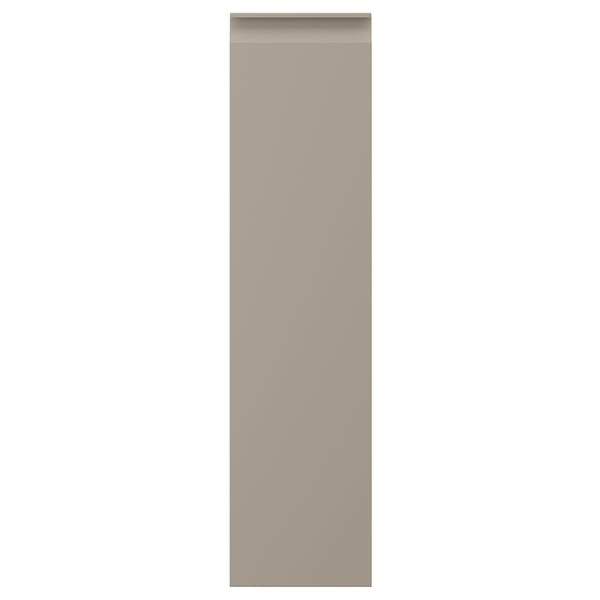 Moderne UPPLÖV beige keukenkast met geïntegreerde handgrepen.