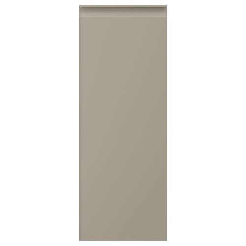 Een beige UPPLÖV keukenkastdeur met een strak, modern design en een naadloos geïntegreerde handgreep.