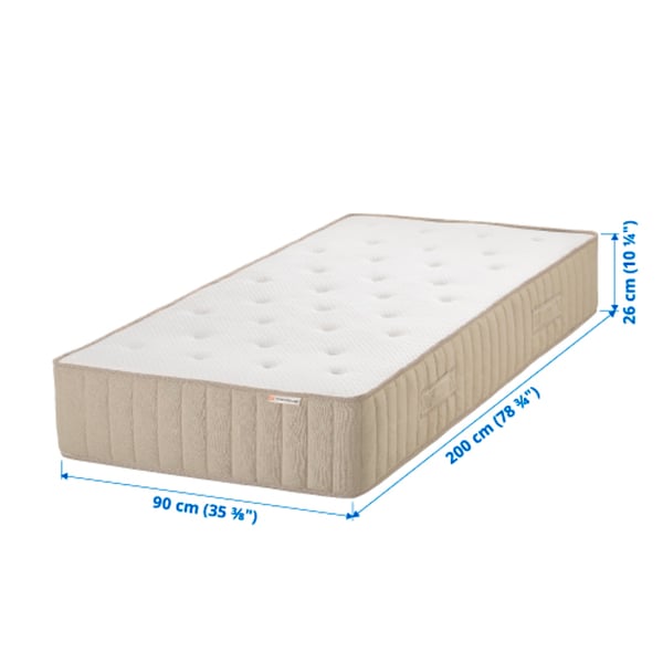 Afmetingen matras: 90x200x26 cm, pocketveren, latex, natuurlijke materialen