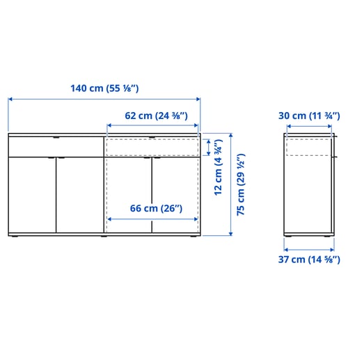 Illustratie met afmetingen voor het product: VIHALS.