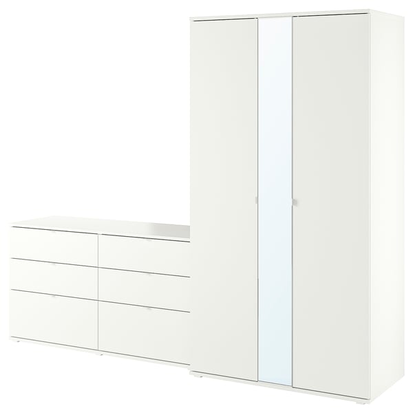 Witte VIHALS meubelset met kledingkast, spiegelkast, modern design.