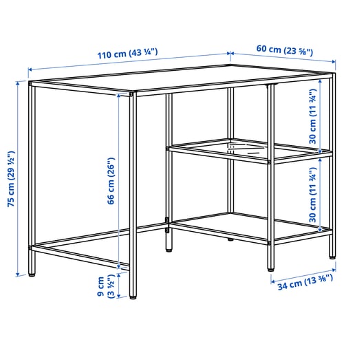 Illustratie met afmetingen voor het product: VITTSJÖ.