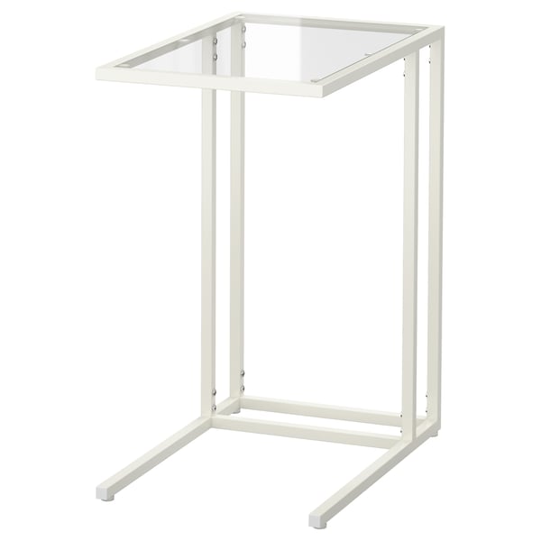 Ikea VITTSJÖ metalen en glazen laptopstandaard, wit, modern minimalistisch design.