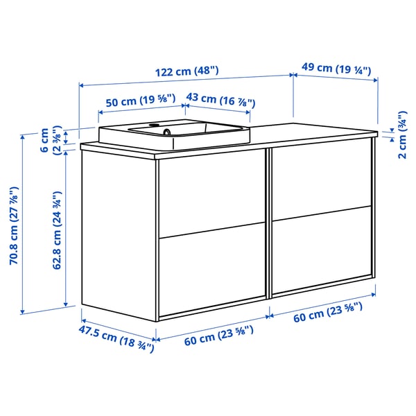 ÄNGSJÖN / BACKSJÖN خزانة حوض/حوض مغسلة