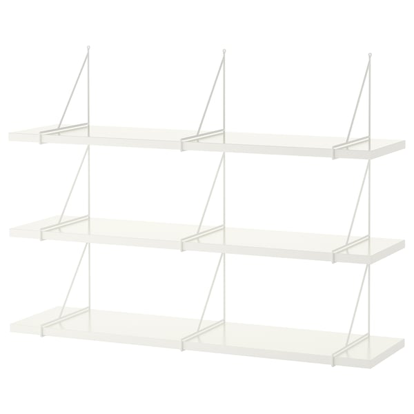 BERGSHULT / PERSHULT تشكيلة رف حائطي, أبيض/أبيض, 120x30 سم