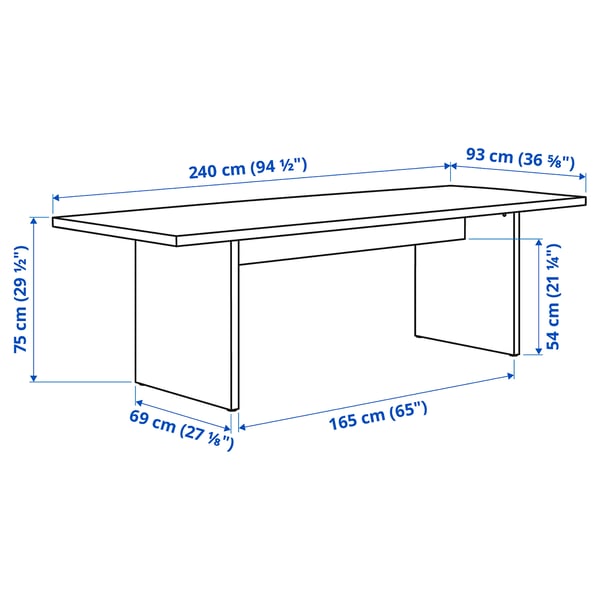BERGSHYTTAN طاولة, بني غامق قشرة خشب الدردار, 240x93 سم
