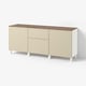 BESTÅ تشكيلة تخزين مع أدراج, أبيض/Krukmakare بيج, ‎180x42x75 سم‏