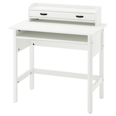 BRYTNING مكتب مع وحدة إضافة, أبيض, ‎85x53 سم‏