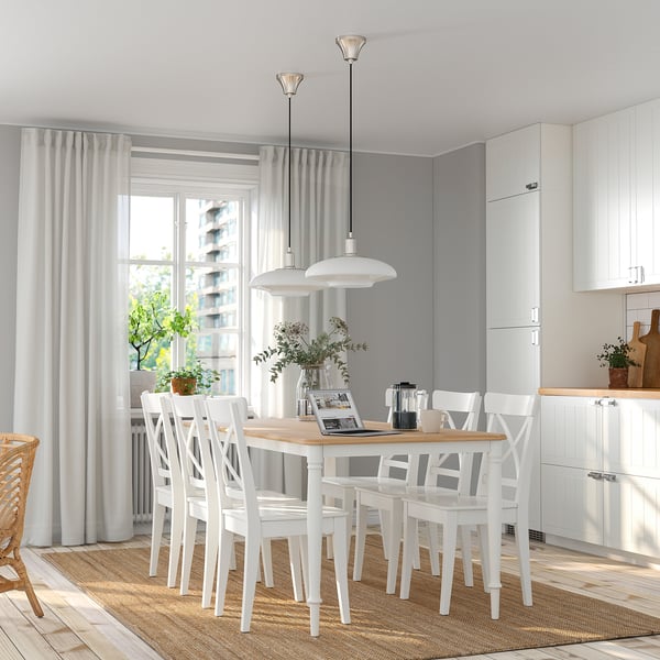 DANDERYD طاولة طعام, قشرة سنديان/أبيض, 180x90 سم