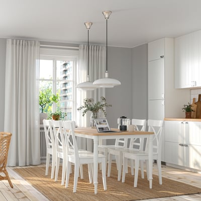 DANDERYD طاولة طعام, قشرة سنديان/أبيض, 180x90 سم