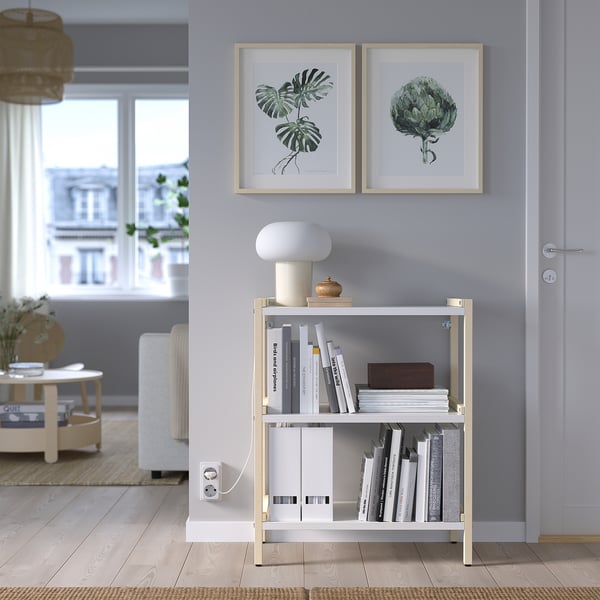EKENABBEN وحدة رف مفتوح, خشب الصفصاف/أبيض, 70x34x86 سم