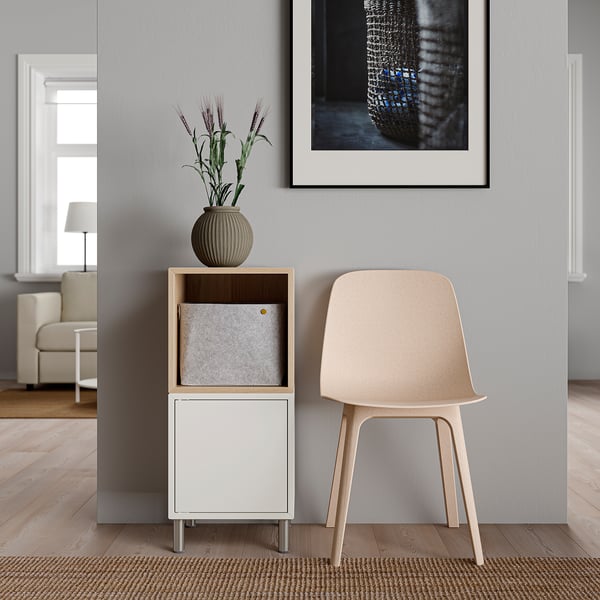 EKET تشكيلة خزانات بأرجل, أبيض/مظهر السنديان مصبوغ أبيض, 35x35x80 سم