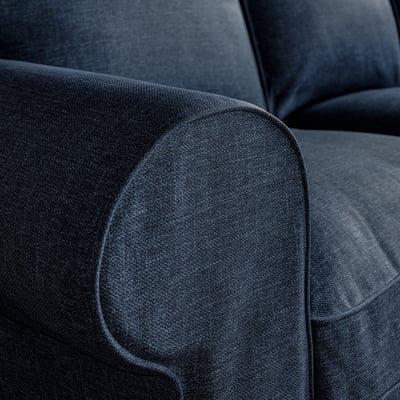 EKTORP أريكة بثلاث مقاعد مع أريكة طويلة, Kilanda أزرق غامق