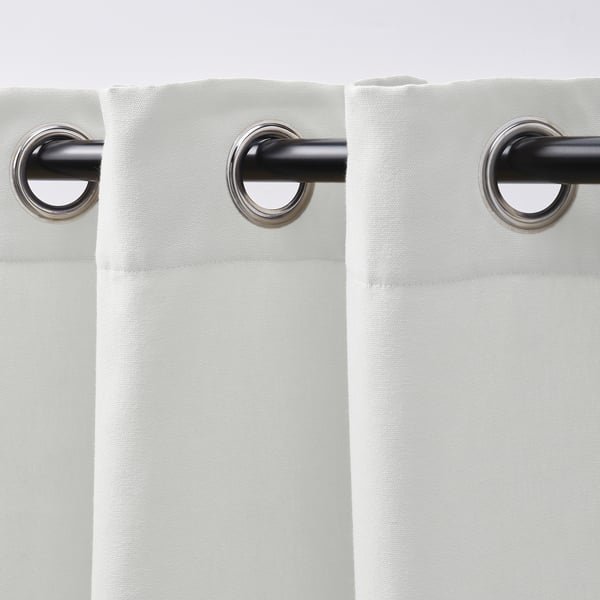 GINSTMOTT زوج ستائر, أبيض/مع حلقات ستارة, 145x300 سم