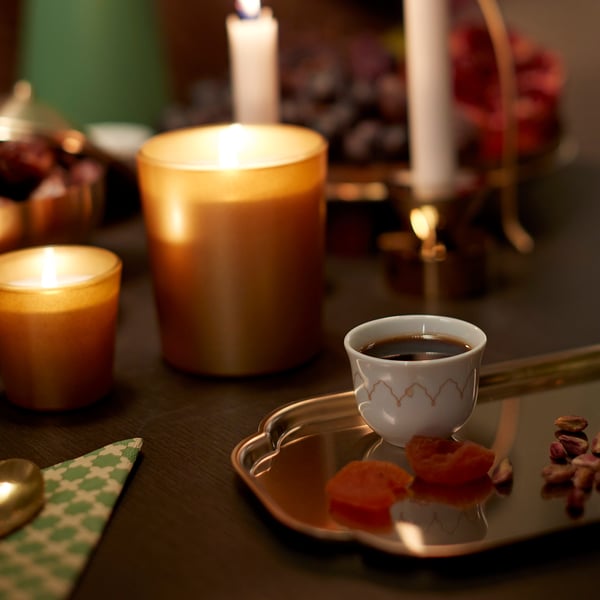 GOKVÄLLÅ فنجان قهوة, نقش/أبيض, 6 سل