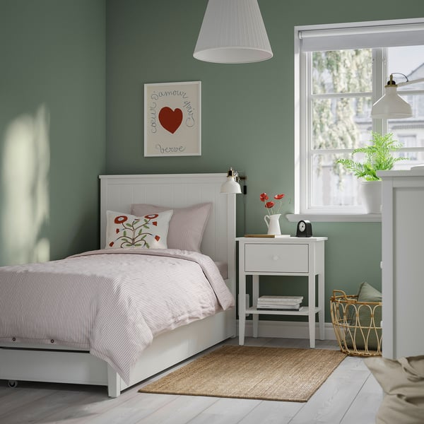 GULLABERG إطار سرير مع 2 صناديق تخزين., أبيض, 90x200 سم