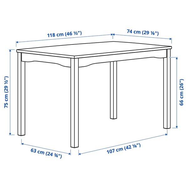 HAUGA طاولة, رمادي/قشرة بتولا, 118x74 سم