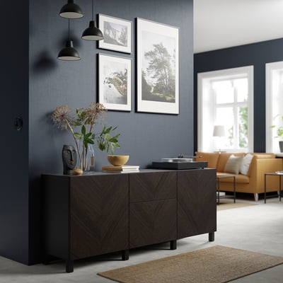 HEDEVIKEN واجهة دُرج, بني غامق قشرة سنديان مصبوغ, ‎60x26 سم‏