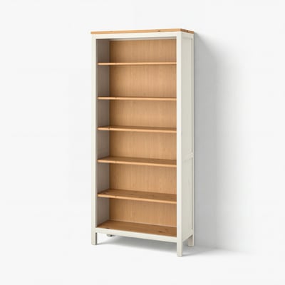 HEMNES مكتبة, أبيض/بني فاتح, 90x197 سم