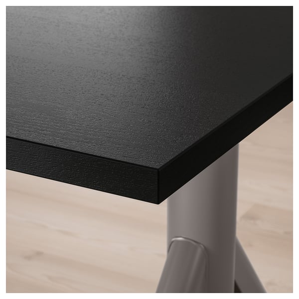 IDÅSEN مكتب متغيّر الارتفاع, أسود/رمادي غامق, 160x80 سم