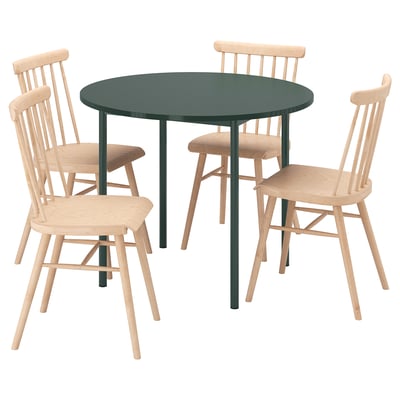 IKEA PS 2026 / HÖGVED طاولة و 4 كراسي, أخضر/صنوبر, 96 سم