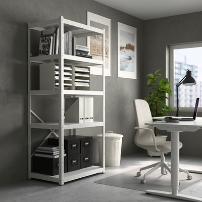 KNODD حاوية مع غطاء, أبيض, 40 ل