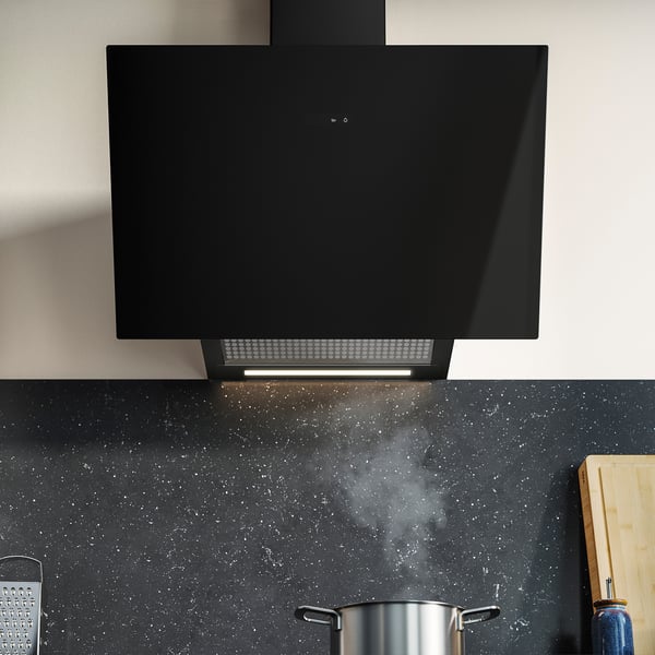 KNUVEBO شفاط روائح حائطي, IKEA 500 أسود, 70 سم