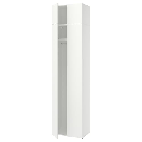 LASTARE تشكيلة خزانة ملابس., أبيض/مع وحدة لزيادة الارتفاع, 60x42x237 سم