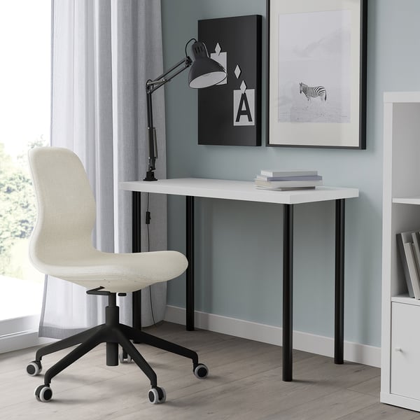 LINNMON / ADILS طاولة, أبيض/أسود, 100x45 سم