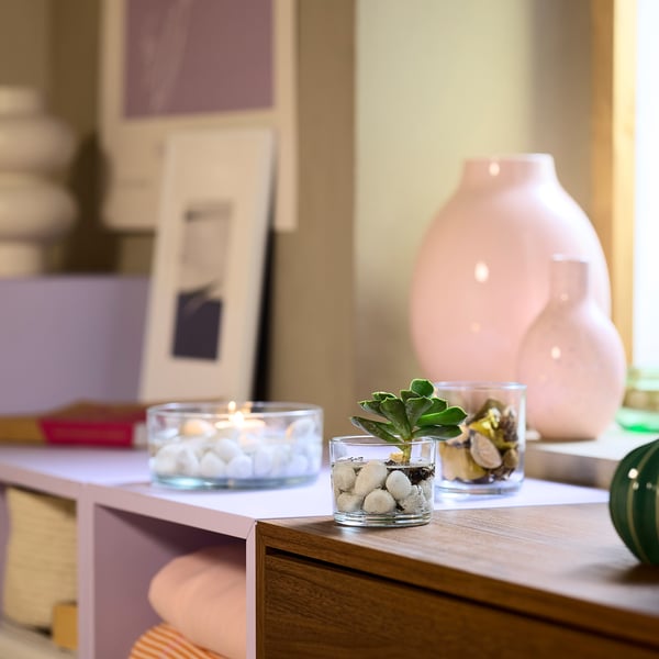 LOTSFÅGEL شمعة معطرة في كأس, فانيلا بيج فاتح, 20 س