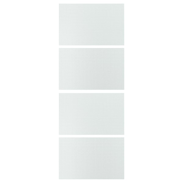 LUNDBRÄSMA 4 ألواح لهيكل باب سحّاب, زجاج مربعات, 75x201 سم