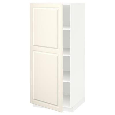 METOD خزانة عالية مع أرفف, أبيض/Bodbyn أبيض-عاجي, ‎60x60x140 سم‏