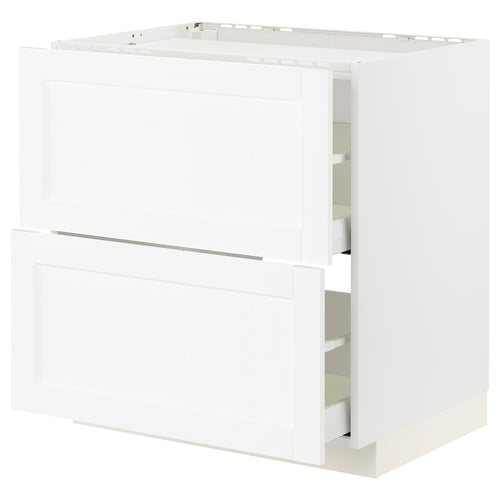 METOD / MAXIMERA خزانة قاعدة لموقد/2 واجهات/2 أدراج, أبيض Enköping/أبيض مظهر الخشب, 80x60 سم
