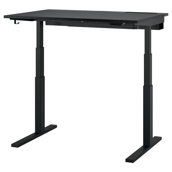 MITTZON مكتب متغيّر الارتفاع, كهربائي قشرة دردار لون أسود/أسود, 120x80 سم