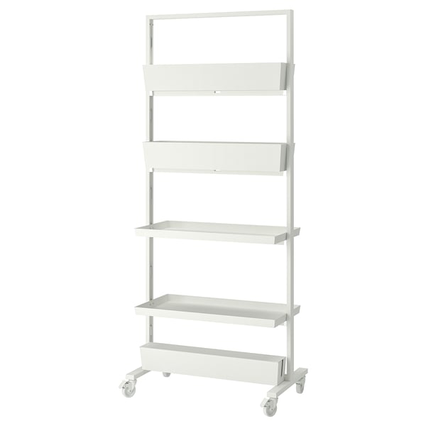 MITTZON إطار بعجلات/رف عرض/صندوق أسلاك, أبيض, 85x205 سم