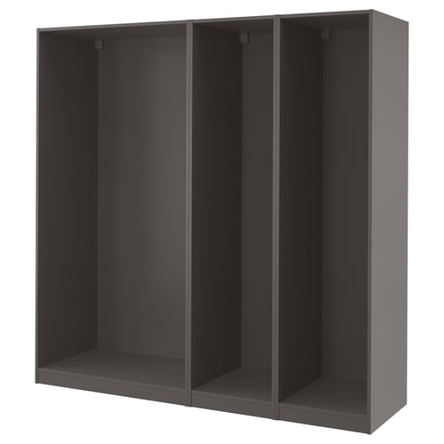 PAX 3 هياكل خزانة ملابس, رمادي غامق, 200x58x201 سم