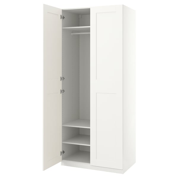 PAX / GRIMO خزانة ملابس, أبيض/أبيض, 100x60x236 سم