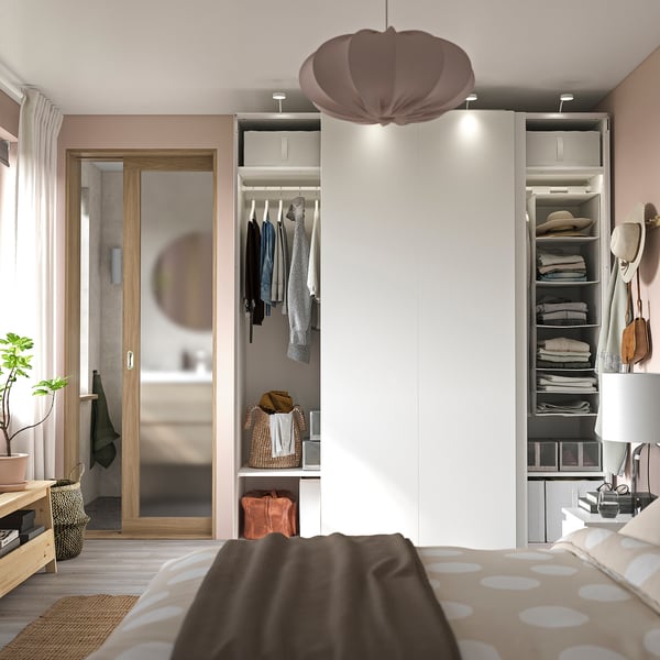 PAX / HASVIK خزانة ملابس, أبيض/أبيض, 200x66x236 سم