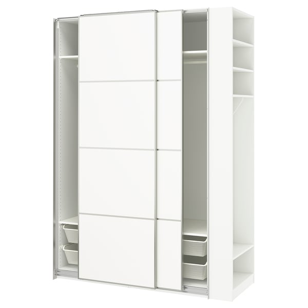 PAX / MEHAMN دولاب ملابس مع أبواب سحّابة, أبيض الومينيوم/أبيض أبيض, 170x66x236 سم