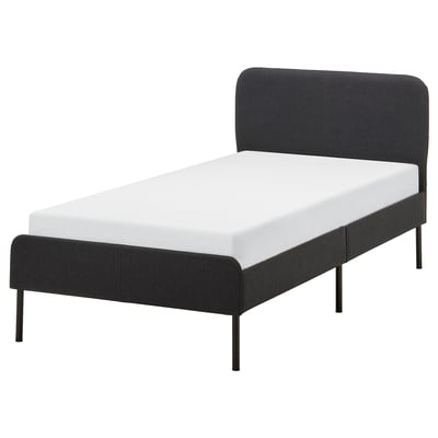 SLATTUM هيكل سرير بتنجيد, Vissle رمادي غامق, ‎90x200 سم‏