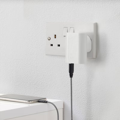 SMÅHAGEL شاحن 3 مداخل USB, أبيض
